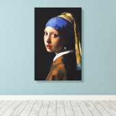 Meisje met een Parel Oorbel Canvas Wrap (Insitu (Houten vloer))