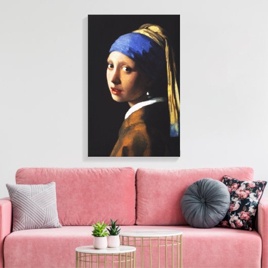 Meisje met een Parel Oorbel Canvas Wrap Afdruk (Insitu (Woonkamer))