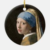 Meisje met een parel oorbel | Johannes Vermeer Keramisch Ornament (Achterkant)
