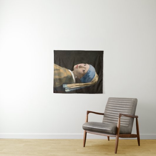 Meisje met een parel oorbel | Johannes Vermeer Wandkleed (In Situ (horizontaal))