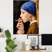 Meisje met een parel oorbel roken Funny Poster (Thuiskantoor)