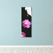 Meisje met een parel oorbel  roze rose bloemen canvas afdruk (Insitu (Houten vloer))