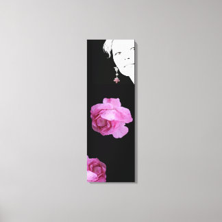 Meisje met een parel oorbel roze rose bloemen canvas afdruk