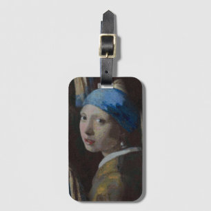 Meisje met een parel Oorbel schilderij Haakreplica Bagagelabel