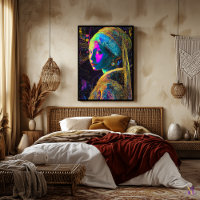 Meisje met een parel Oorbel Synthwave Cyberpunk Ar