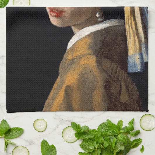 Meisje met een parel theedoek (Gevouwen)