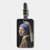 Meisje met een parel van Johannes Vermeer Bagagelabel (Voorkant verticaal)