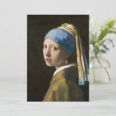 Meisje met een parel van Johannes Vermeer Bedankkaart (Staand voorkant)