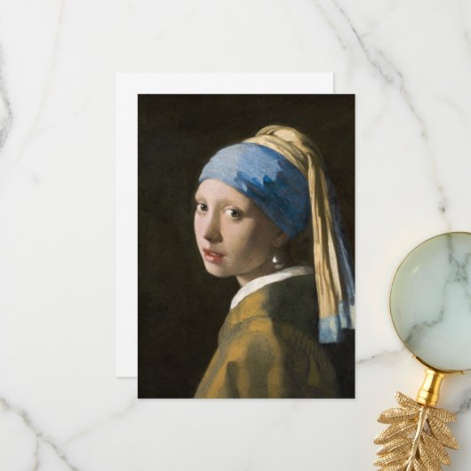 Meisje met een parel van Johannes Vermeer Bedankkaart (Voorkant / Achterkant in situ)