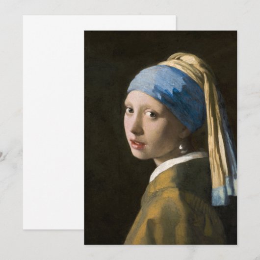 Meisje met een parel van Johannes Vermeer Bedankkaart (Voorkant / Achterkant)