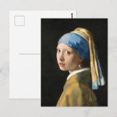 Meisje met een parel van Johannes Vermeer Briefkaart (Voorkant / Achterkant)