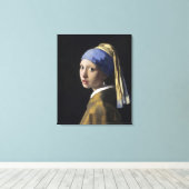 Meisje met een parel van Johannes Vermeer Canvas Afdruk (Insitu (Houten vloer))