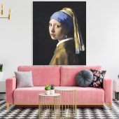 Meisje met een parel van Johannes Vermeer Canvas Afdruk (Insitu (Woonkamer))