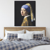 Meisje met een parel van Johannes Vermeer Canvas Afdruk (Insitu (Slaapkamer))