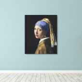 Meisje met een parel van Johannes Vermeer Canvas Afdruk (Insitu (Houten vloer))
