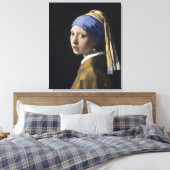 Meisje met een parel van Johannes Vermeer Canvas Afdruk (Insitu (Slaapkamer))