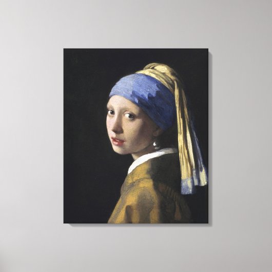 Meisje met een parel van Johannes Vermeer Canvas Afdruk (Voorkant)