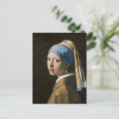 Meisje met een parel van Johannes Vermeer Feestdagenkaart (Staand voorkant)