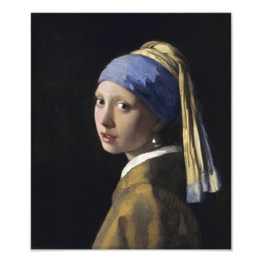 Meisje met een parel van Johannes Vermeer Foto Afdruk (Voorkant)