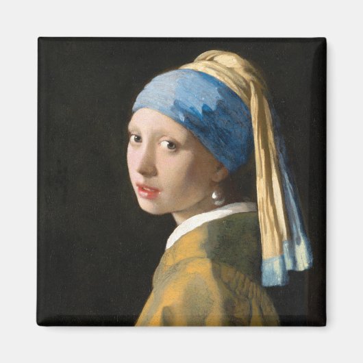 Meisje met een parel van Johannes Vermeer Magneet (Voorkant)