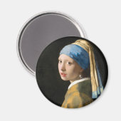 Meisje met een parel van Johannes Vermeer Magneet (Voorkant / Achterkant)