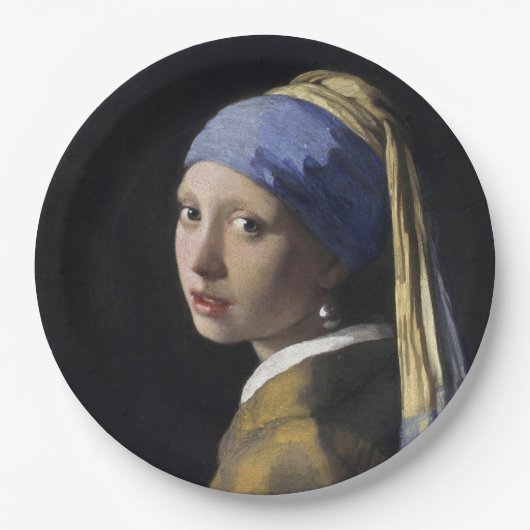 Meisje met een parel van Johannes Vermeer Papieren Bordje (Voorkant)
