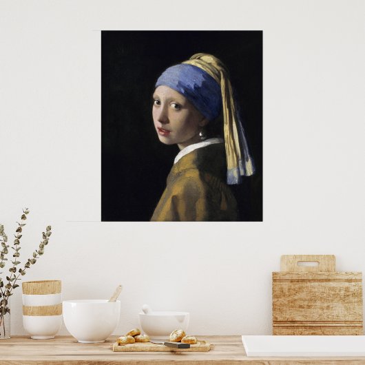 Meisje met een parel van Johannes Vermeer Poster (Keuken)