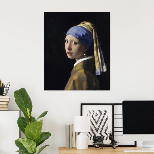 Meisje met een parel van Johannes Vermeer Poster (Thuiskantoor)