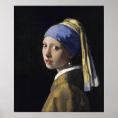 Meisje met een parel van Johannes Vermeer Poster (Voorkant)