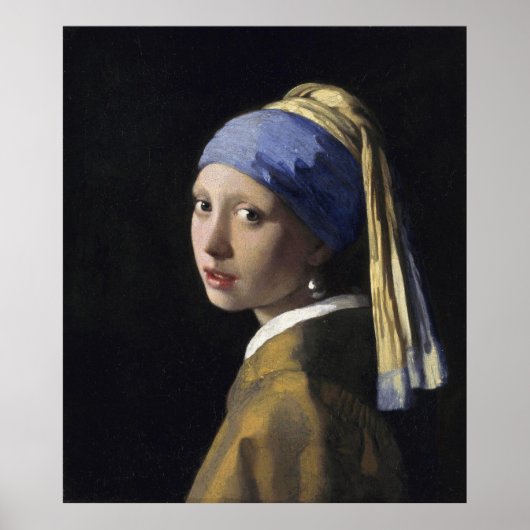 Meisje met een parel van Johannes Vermeer Poster (Voorkant)