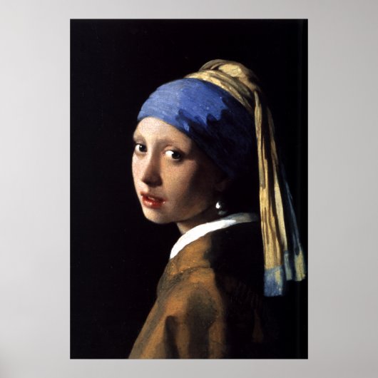 Meisje met een parel van Johannes Vermeer Poster (Voorkant)