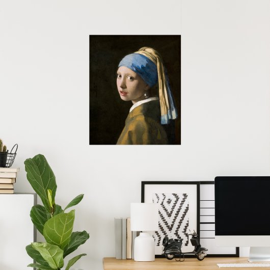 Meisje met een parel van Johannes Vermeer Poster (Thuiskantoor)