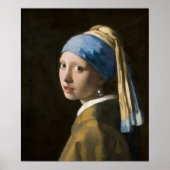 Meisje met een parel van Johannes Vermeer Poster (Voorkant)