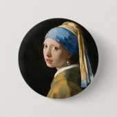Meisje met een parel van Johannes Vermeer Ronde Button 5,7 Cm (Voorkant)