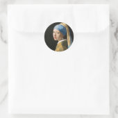 Meisje met een parel van Johannes Vermeer Ronde Sticker (Tas)