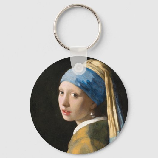 Meisje met een parel van Johannes Vermeer Sleutelhanger (Voorkant)