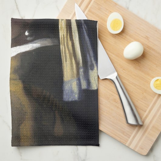 Meisje met een parel van Johannes Vermeer Theedoek (Quarter Fold)