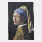 Meisje met een parel van Johannes Vermeer Theedoek (Verticaal)