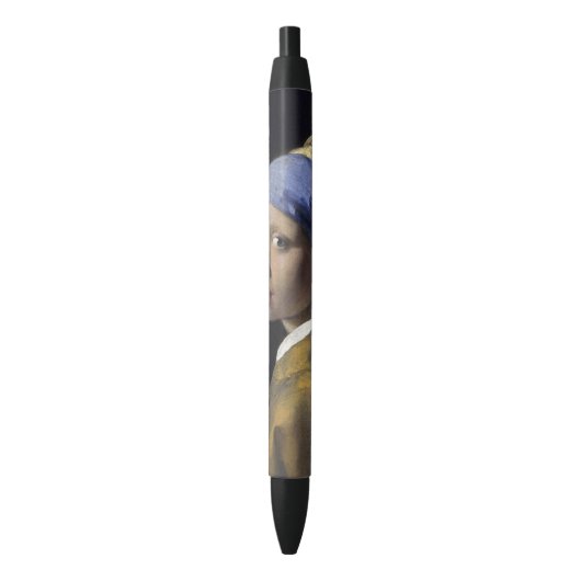 Meisje met een parel van Johannes Vermeer Zwarte Inkt Pen (Voorkant Verticaal)