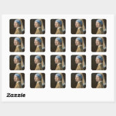 Meisje met een parel vierkante sticker (Vel)