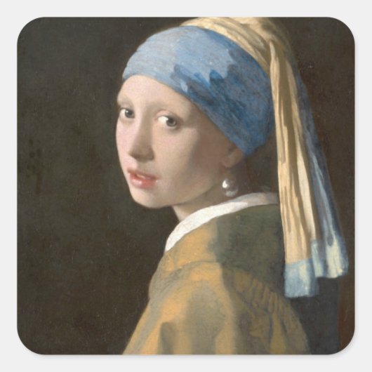 Meisje met een parel vierkante sticker (Voorkant)