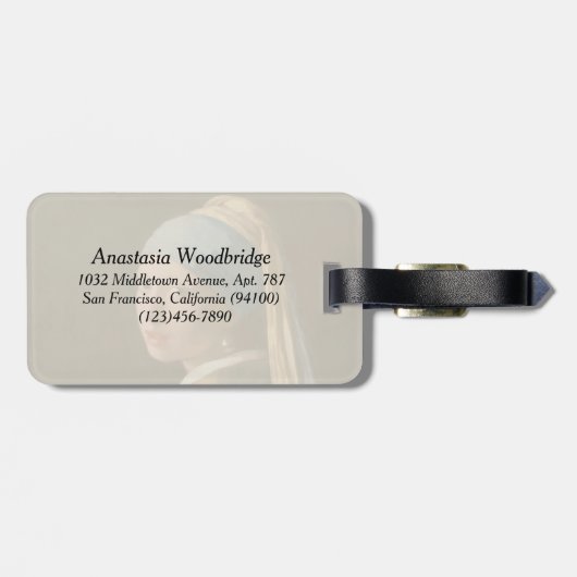 Meisje met een parelaar (1665) Johannes Vermeer Bagagelabel (Achterkant horizontaal)