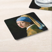Meisje met een parelaar, Johannes Vermeer, 1665 Kartonnen Onderzetters (Schuin)