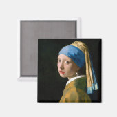 Meisje met een parelaar, Johannes Vermeer, 1665 Magneet (Voorkant / Achterkant)