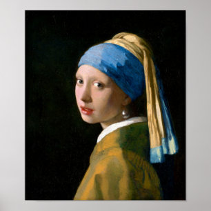 Meisje met een parelaar, Johannes Vermeer, 1665 Poster