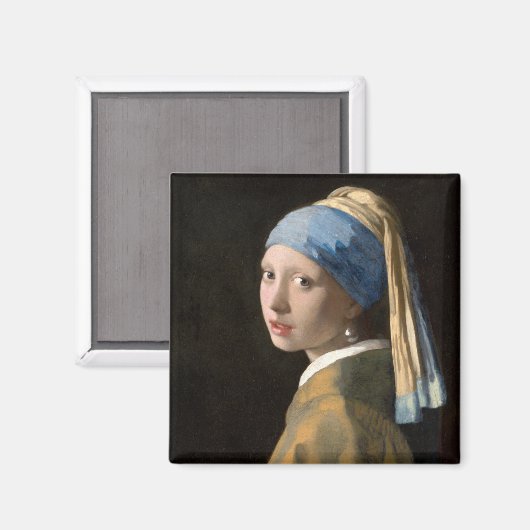 Meisje met een parelaardenfeest magneet (Voorkant / Achterkant)