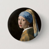 Meisje met een parelaardenfeest ronde button 5,7 cm (Voorkant)