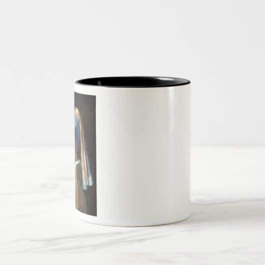 Meisje met een parelaardenfeest tweekleurige koffiemok (Center)