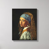 Meisje met een parelaarparodie canvas afdruk (Voorkant)