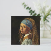 Meisje met een parelaarparodie feestdagenkaart (Staand voorkant)